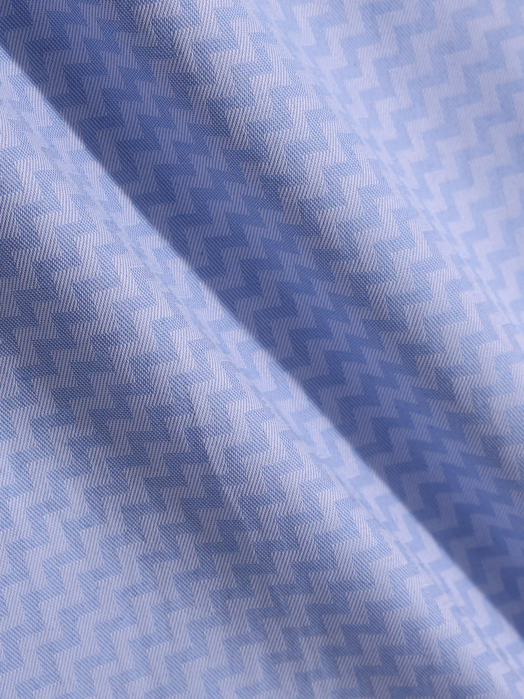 Men's Blue Slim Fit Geometric Print Formal Shirt - Image 7
