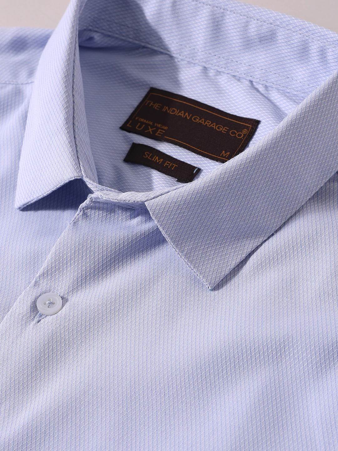 Men's Blue Slim Fit Geometric Print Formal Shirt - Image 6