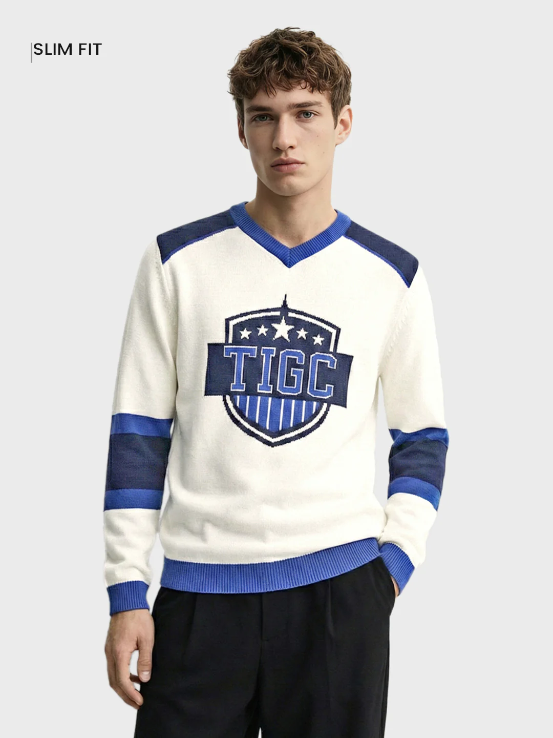 Men's Blue Slim Fit Graphic Printed Casual T-Shirt - Image 2
