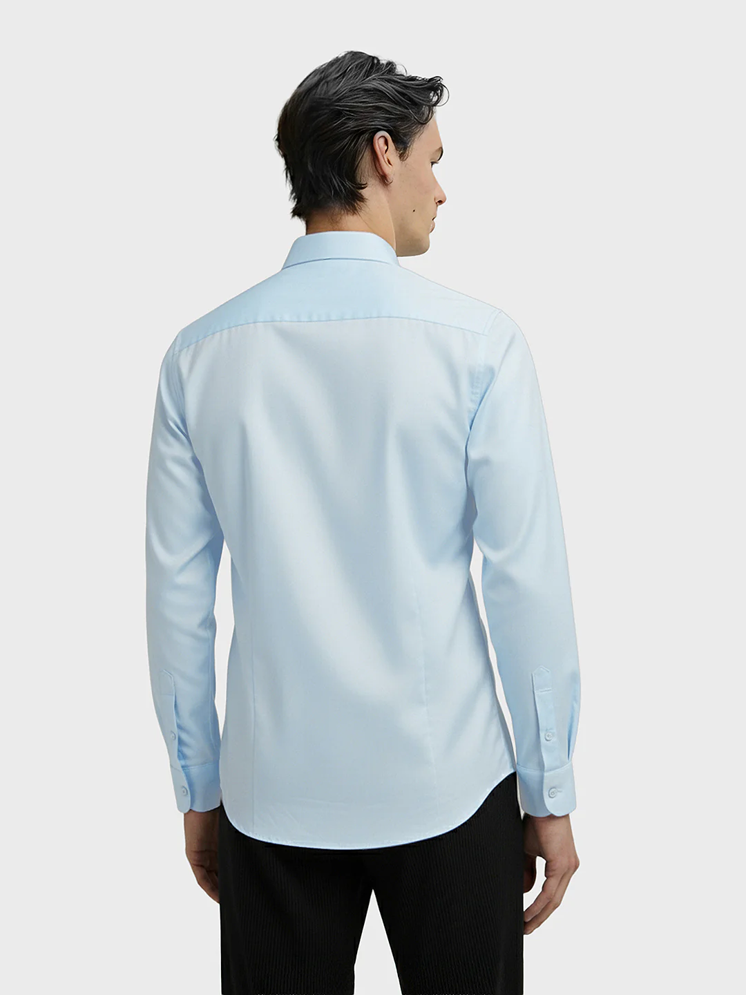 Men's Blue Slim Fit Party Wear Solid Shirt - Image 2
