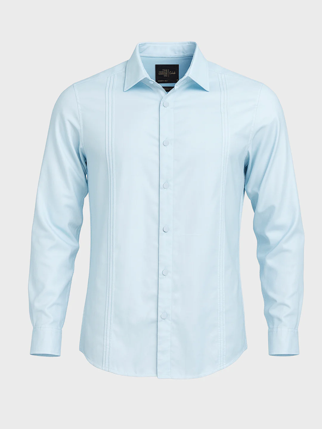 Men's Blue Slim Fit Party Wear Solid Shirt - Image 3