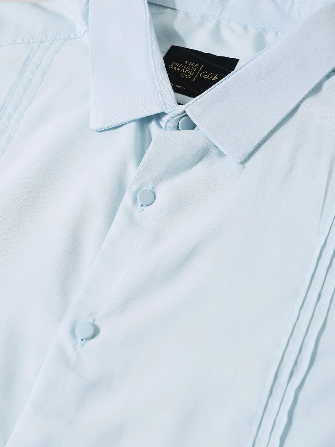 Men's Blue Slim Fit Party Wear Solid Shirt - Image 5