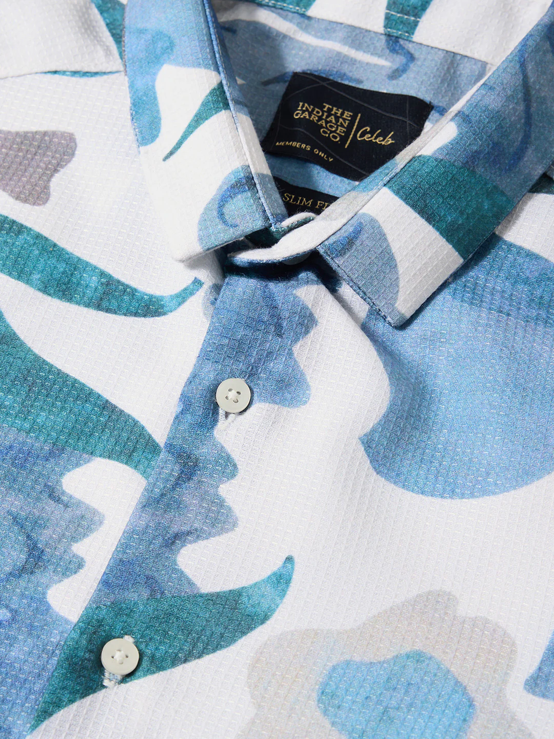 Men's Blue Slim Fit Printed Casual Shirt - Image 3