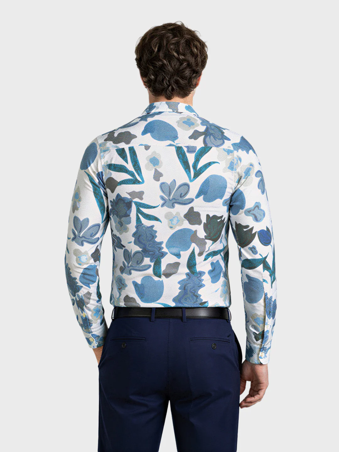 Men's Blue Slim Fit Printed Casual Shirt - Image 5