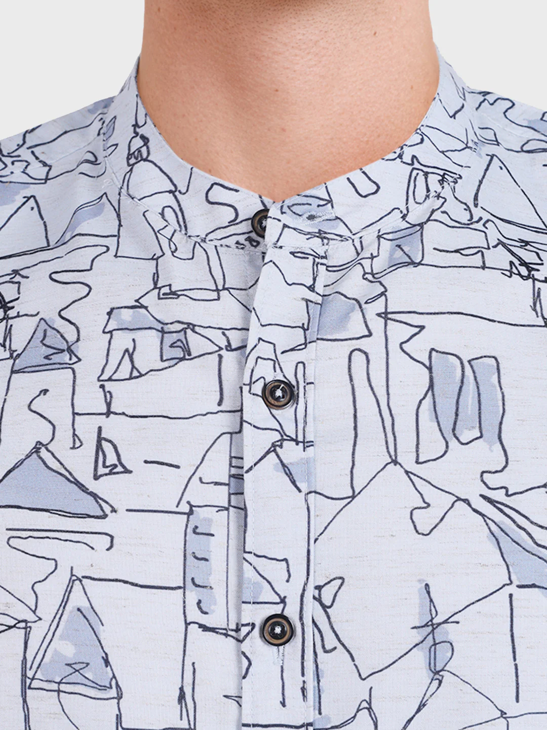 Men's Blue Slim Fit Printed Casual Shirt - Image 3