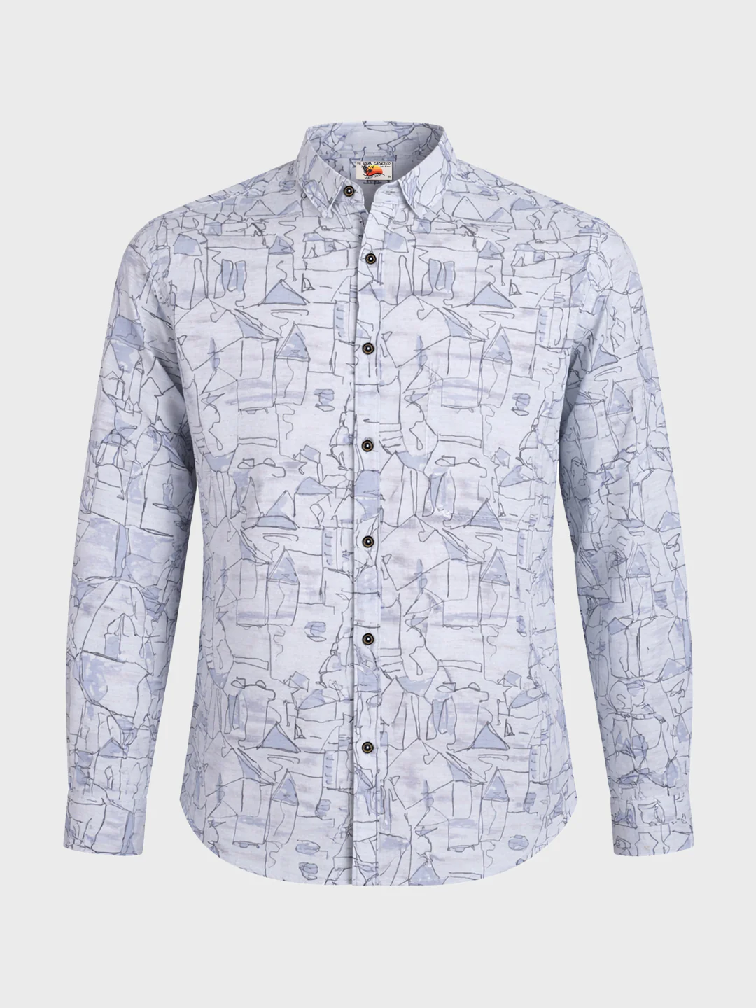 Men's Blue Slim Fit Printed Casual Shirt - Image 6