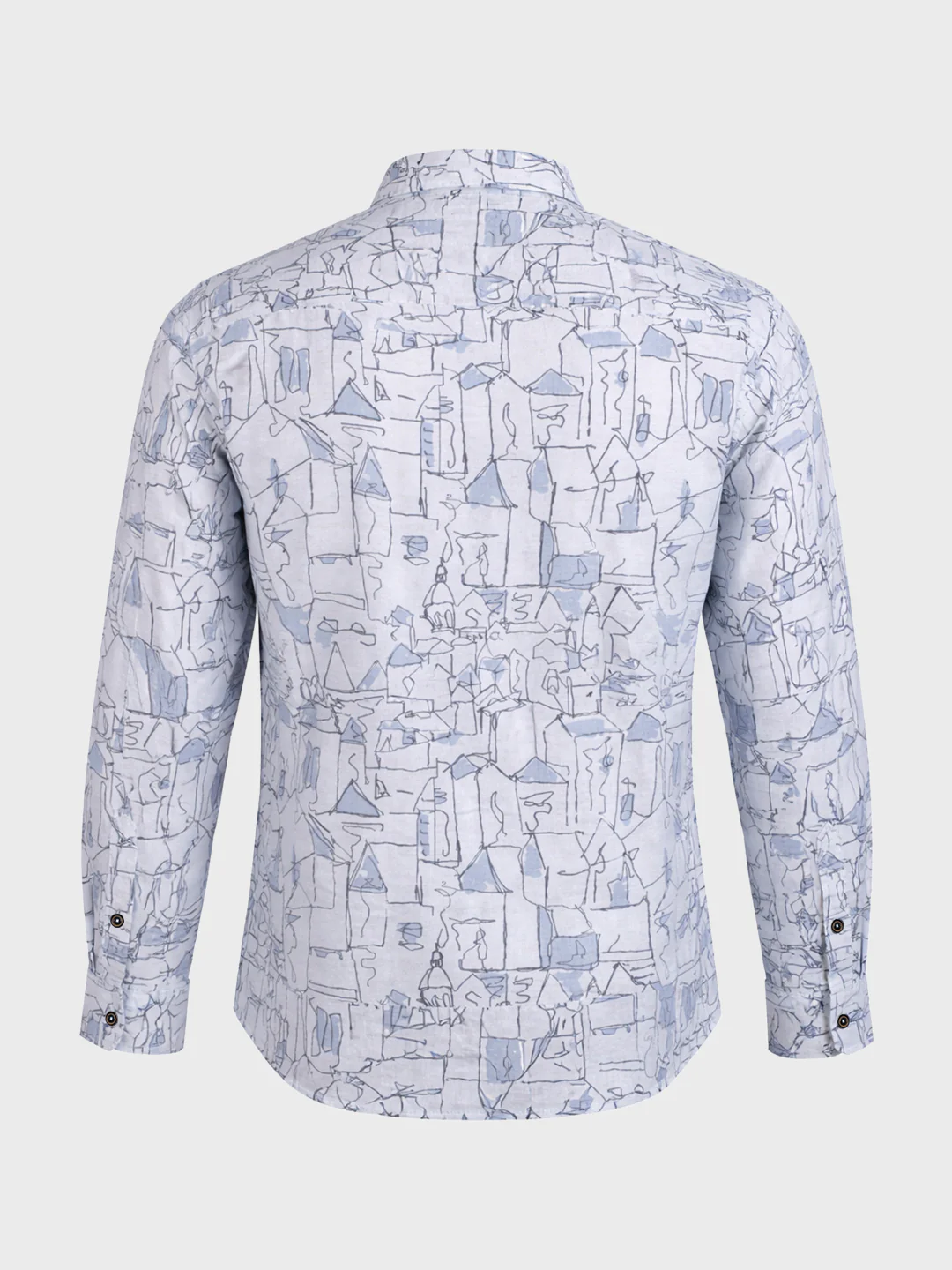 Men's Blue Slim Fit Printed Casual Shirt - Image 7