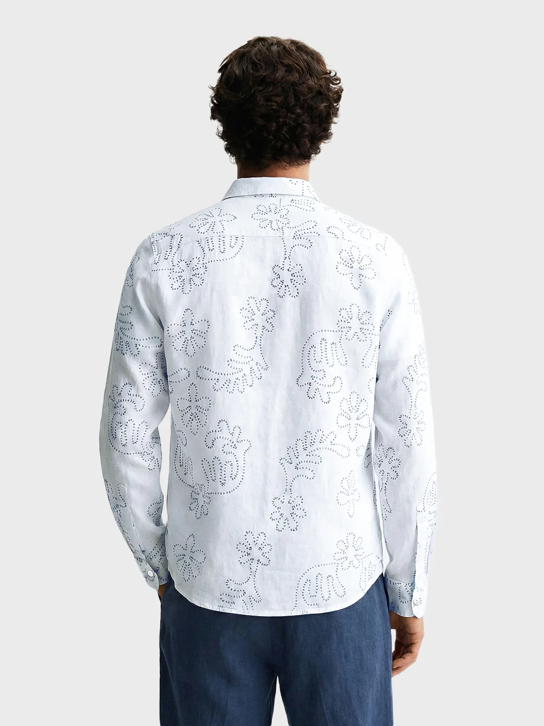 Men's Blue Slim Fit Printed Casual Shirt - Image 2