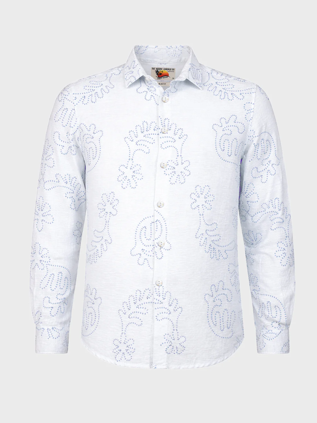 Men's Blue Slim Fit Printed Casual Shirt - Image 4
