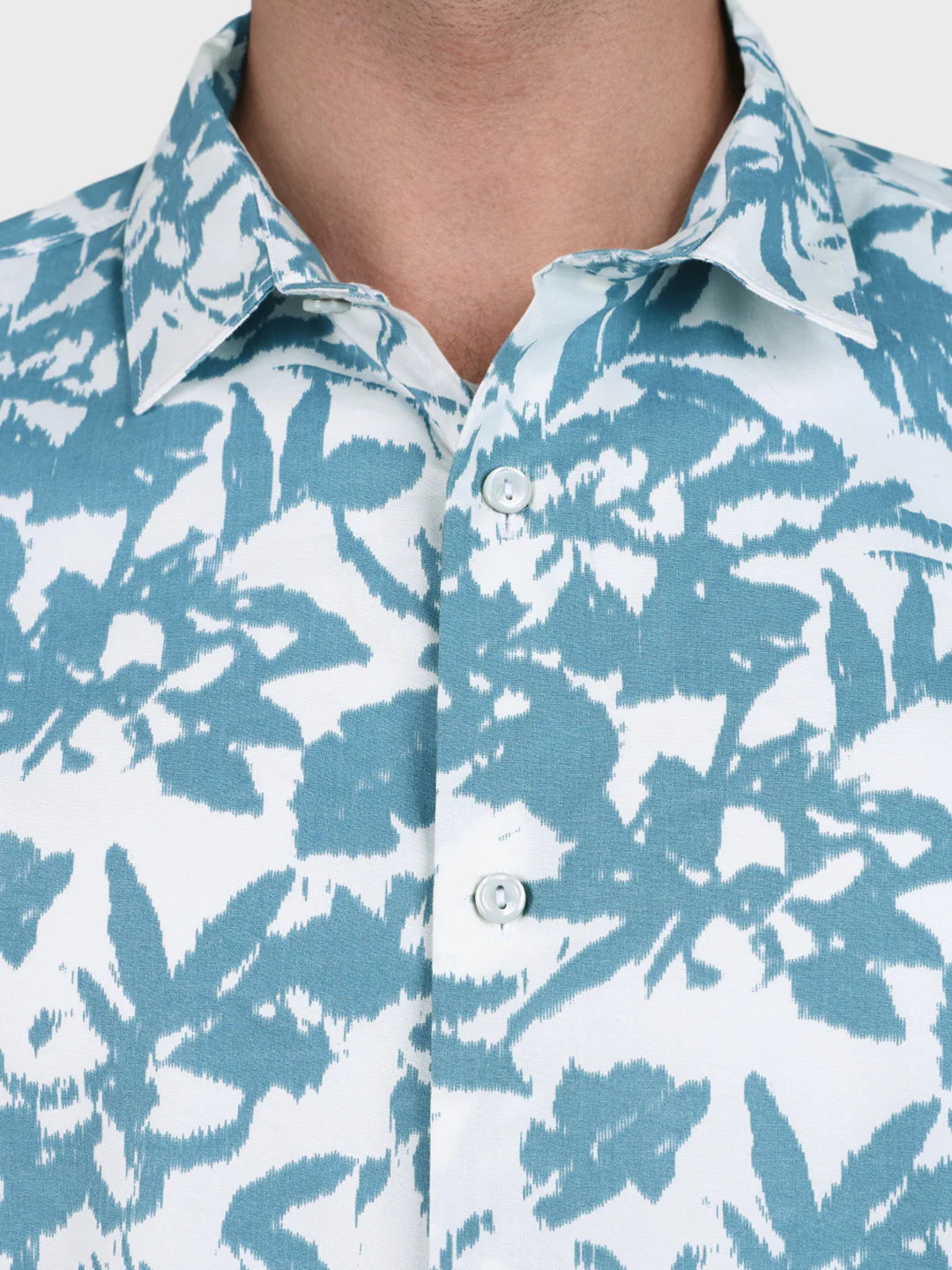 Men's Blue Slim Fit Printed Casual Shirts - Image 3