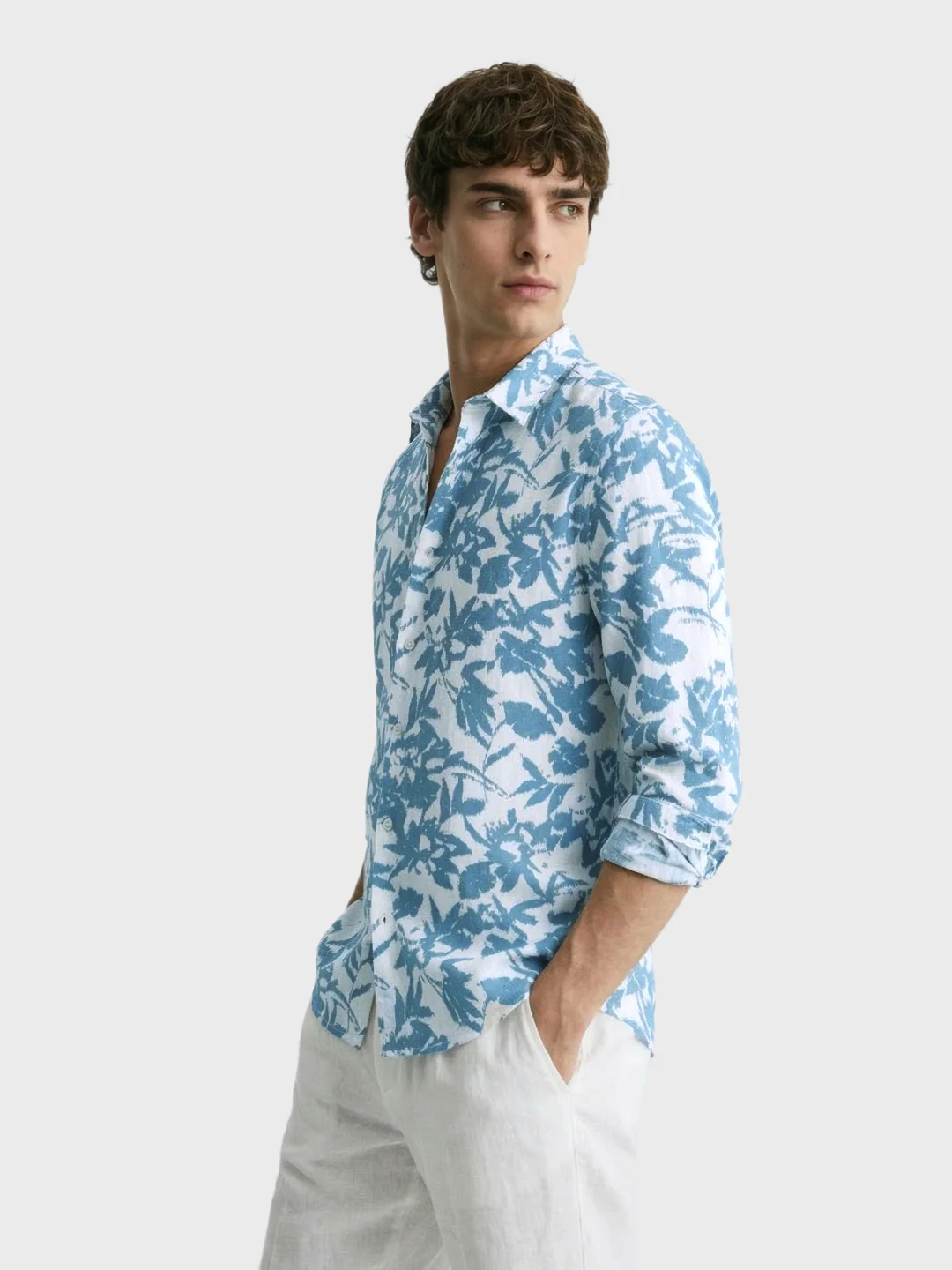 Men's Blue Slim Fit Printed Casual Shirts - Image 4