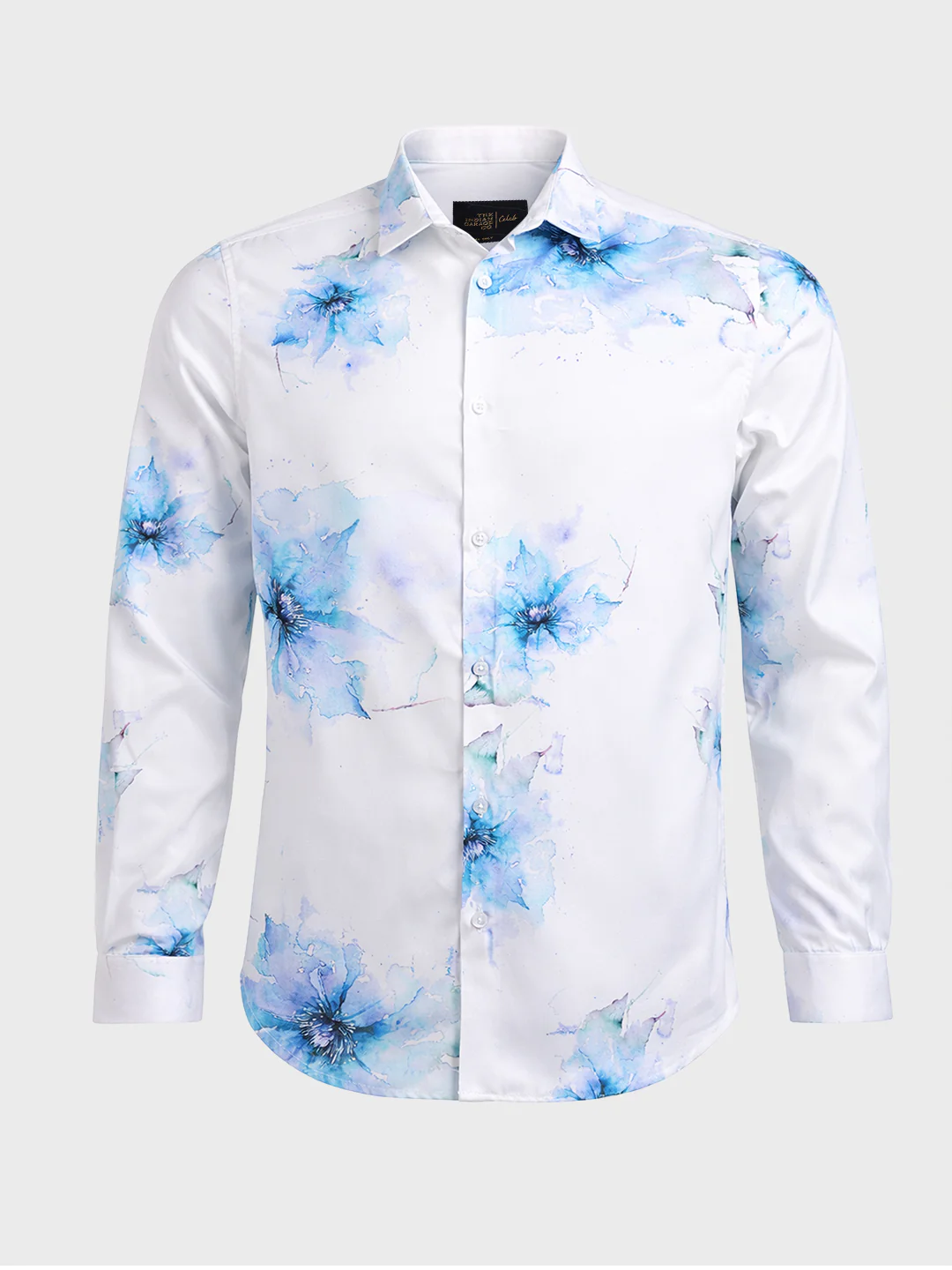 Men's Blue Slim Fit Printed Party Wear Shirt - Image 4