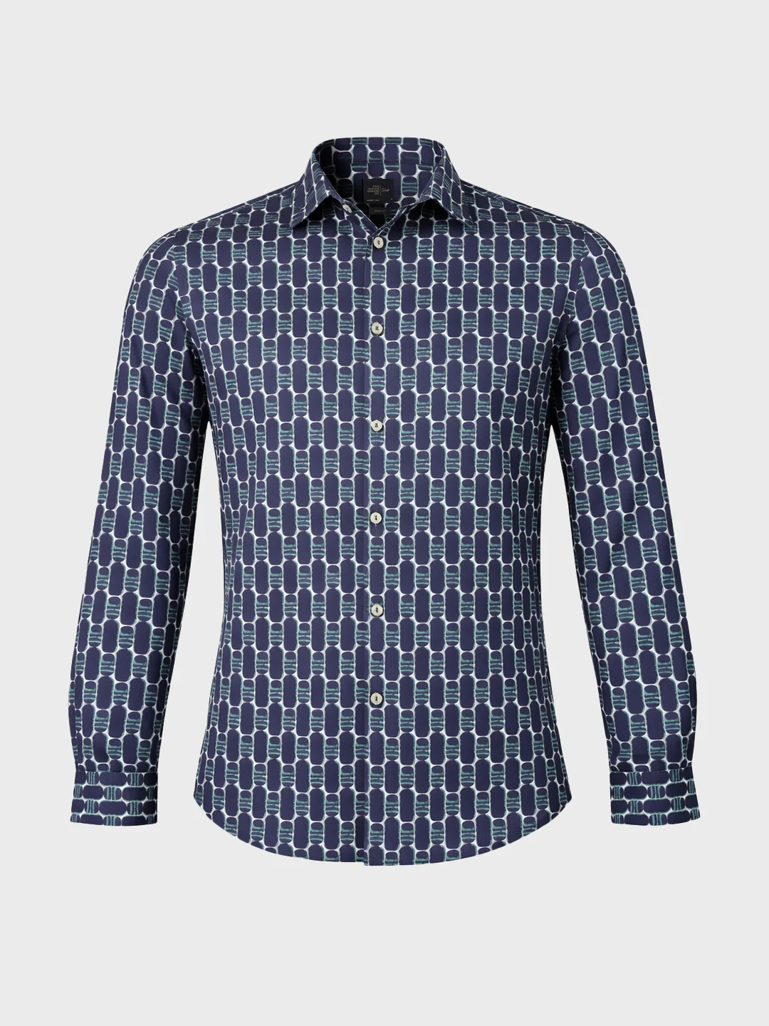 Men's Blue Slim Fit Printed Party Wear Shirt - Image 6