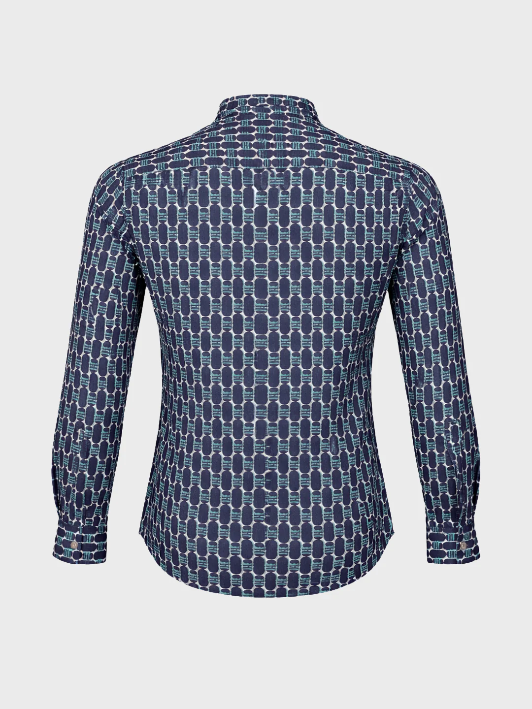 Men's Blue Slim Fit Printed Party Wear Shirt - Image 7