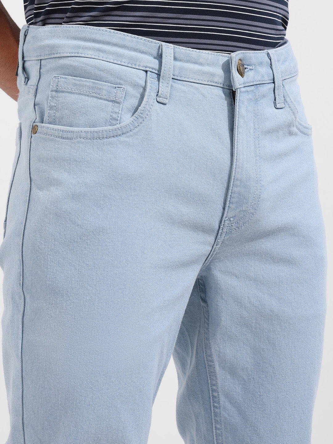 Men's Blue Slim Fit Solid Casual Jeans - Image 4