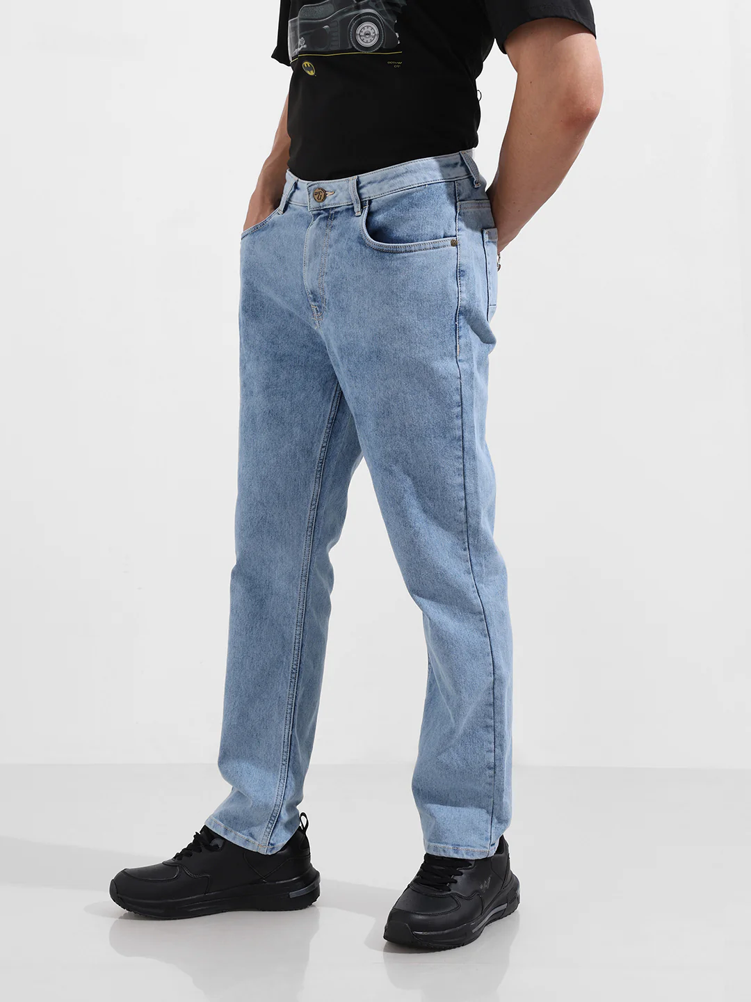 Men's Blue Slim Fit Solid Casual Jeans - Image 3