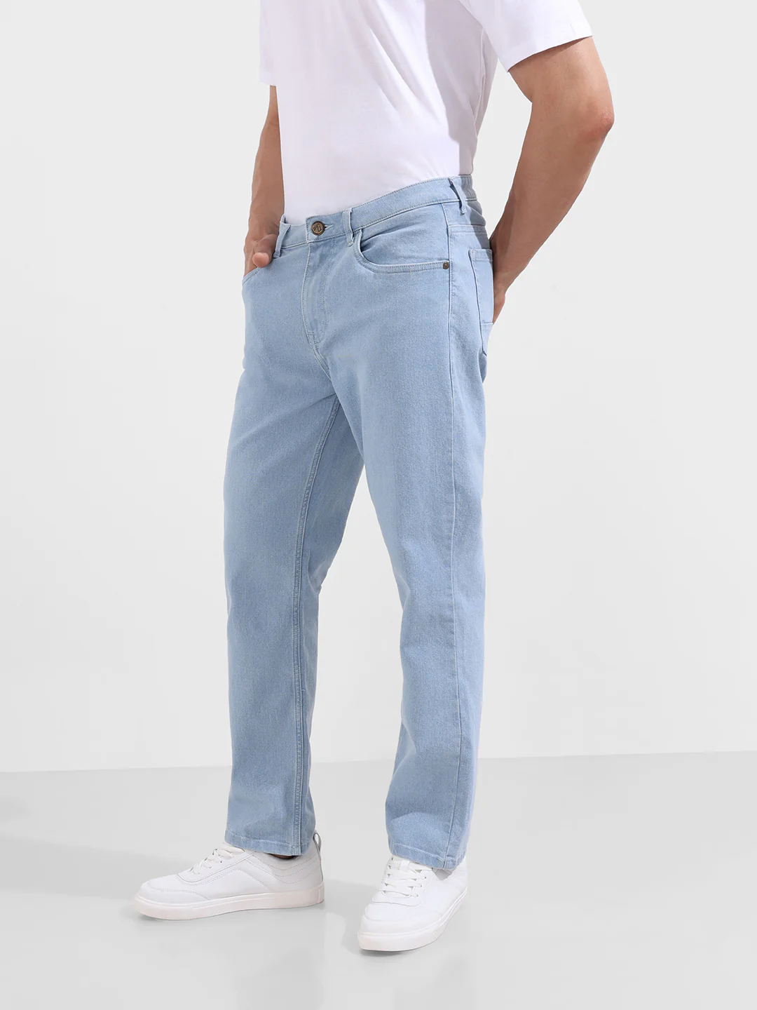 Men's Blue Slim Fit Solid Casual Jeans - Image 3