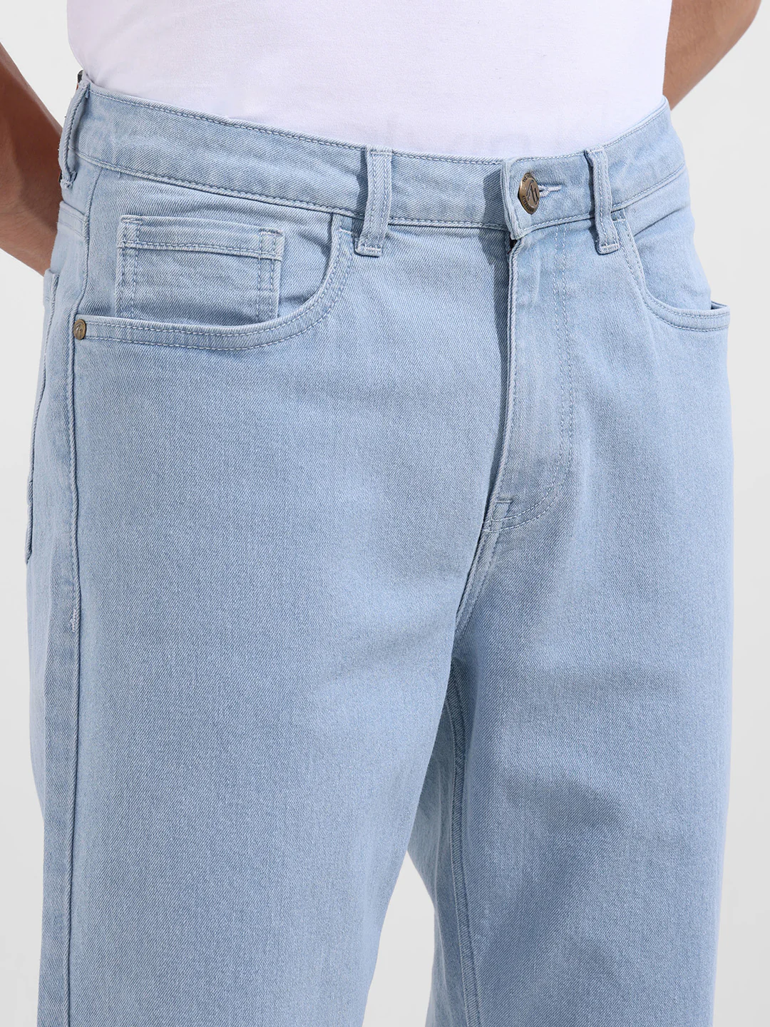 Men's Blue Slim Fit Solid Casual Jeans - Image 4