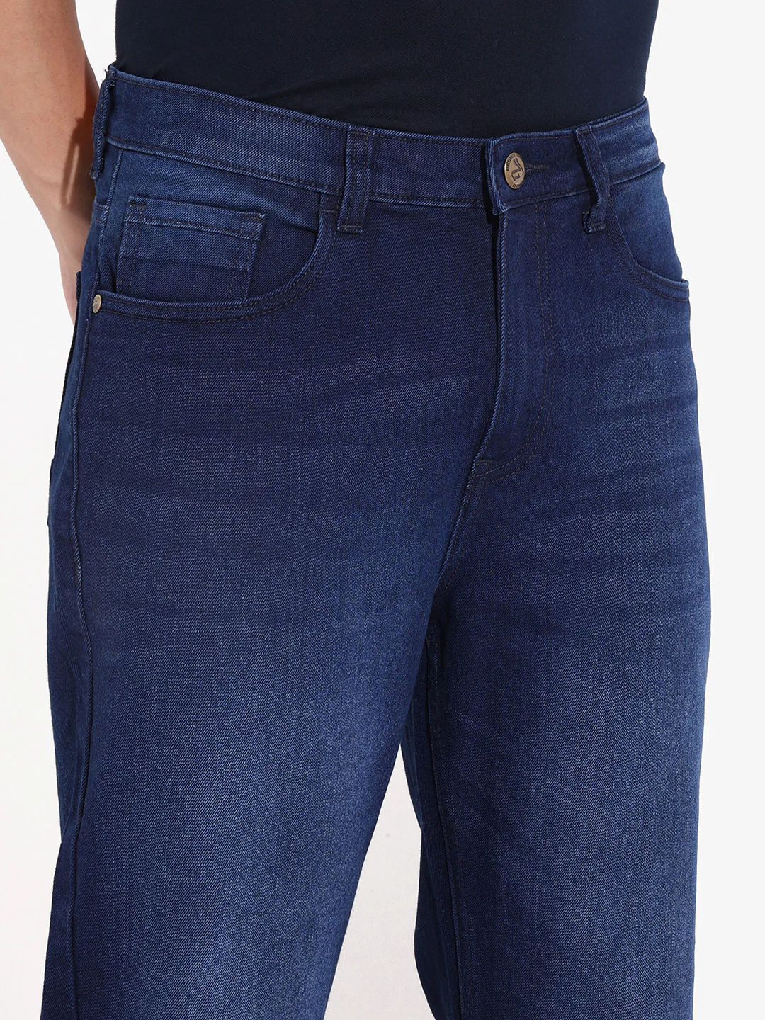 Men's Blue Slim Fit Solid Casual Jeans - Image 4