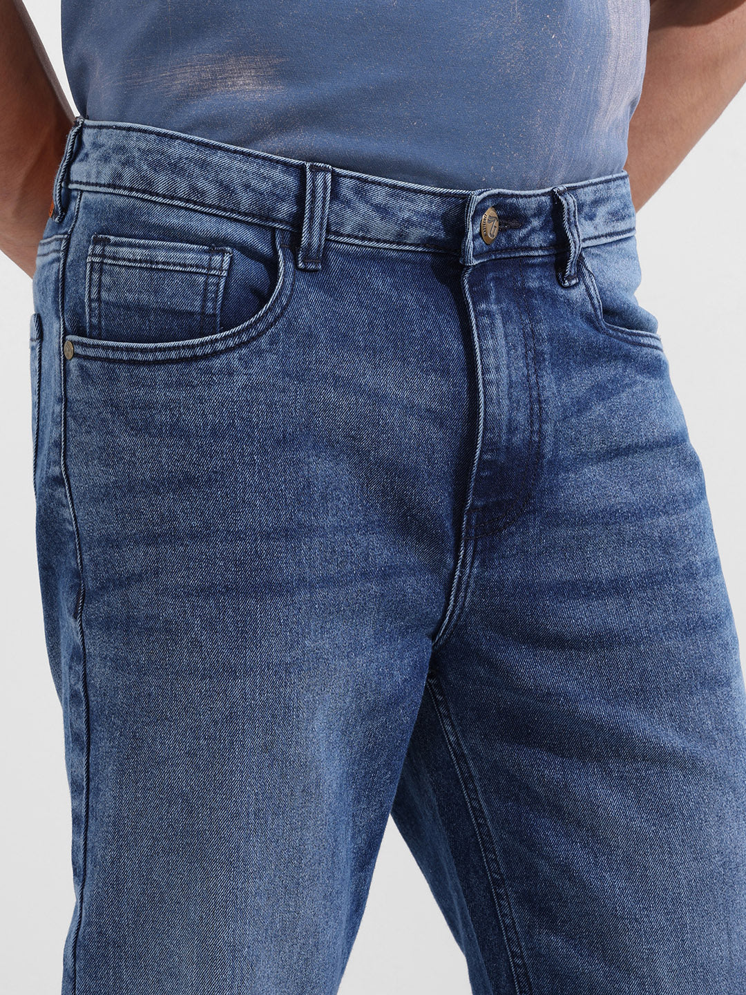 Men's Blue Slim Fit Solid Casual Jeans - Image 4