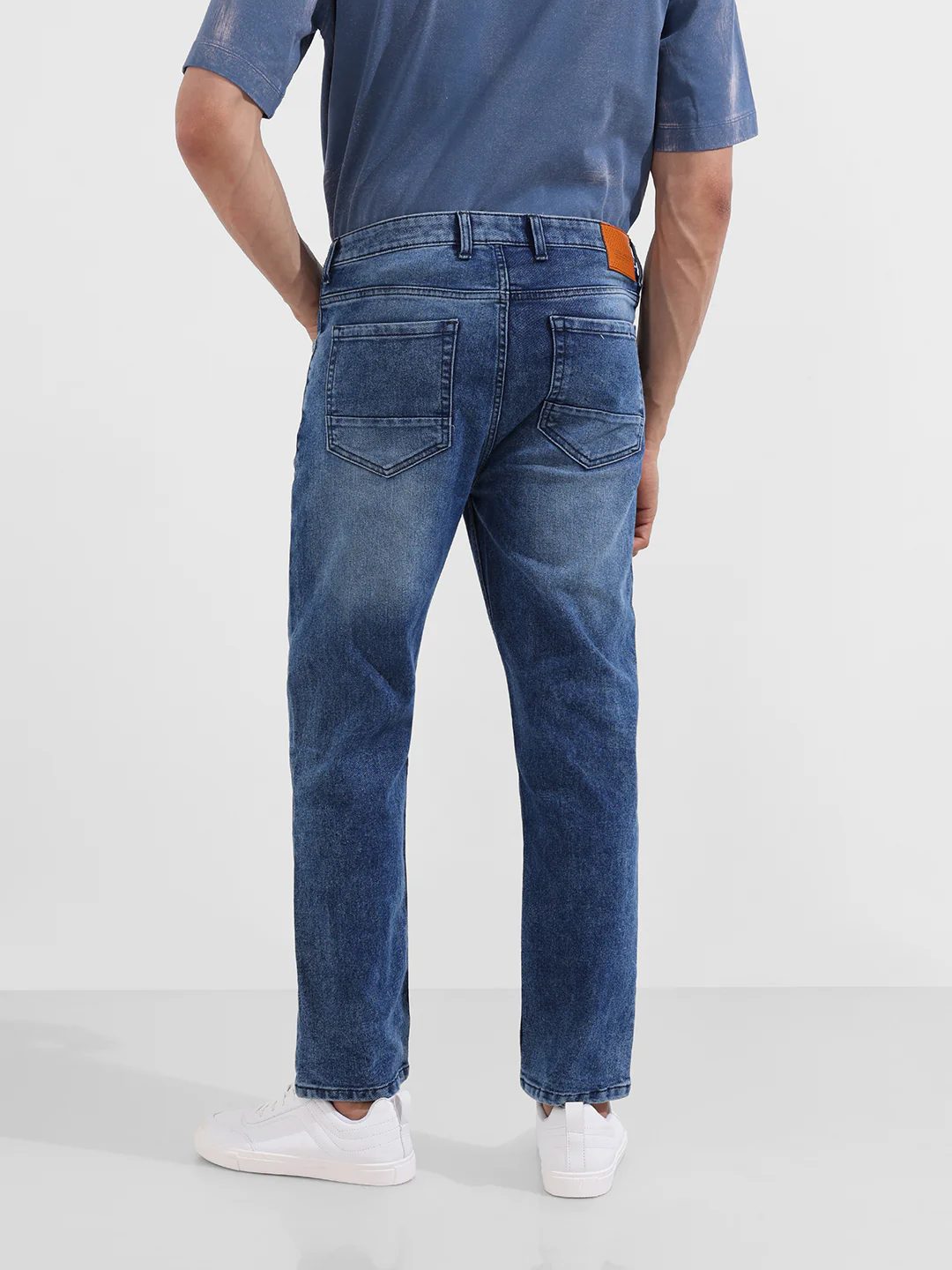 Men's Blue Slim Fit Solid Casual Jeans - Image 5