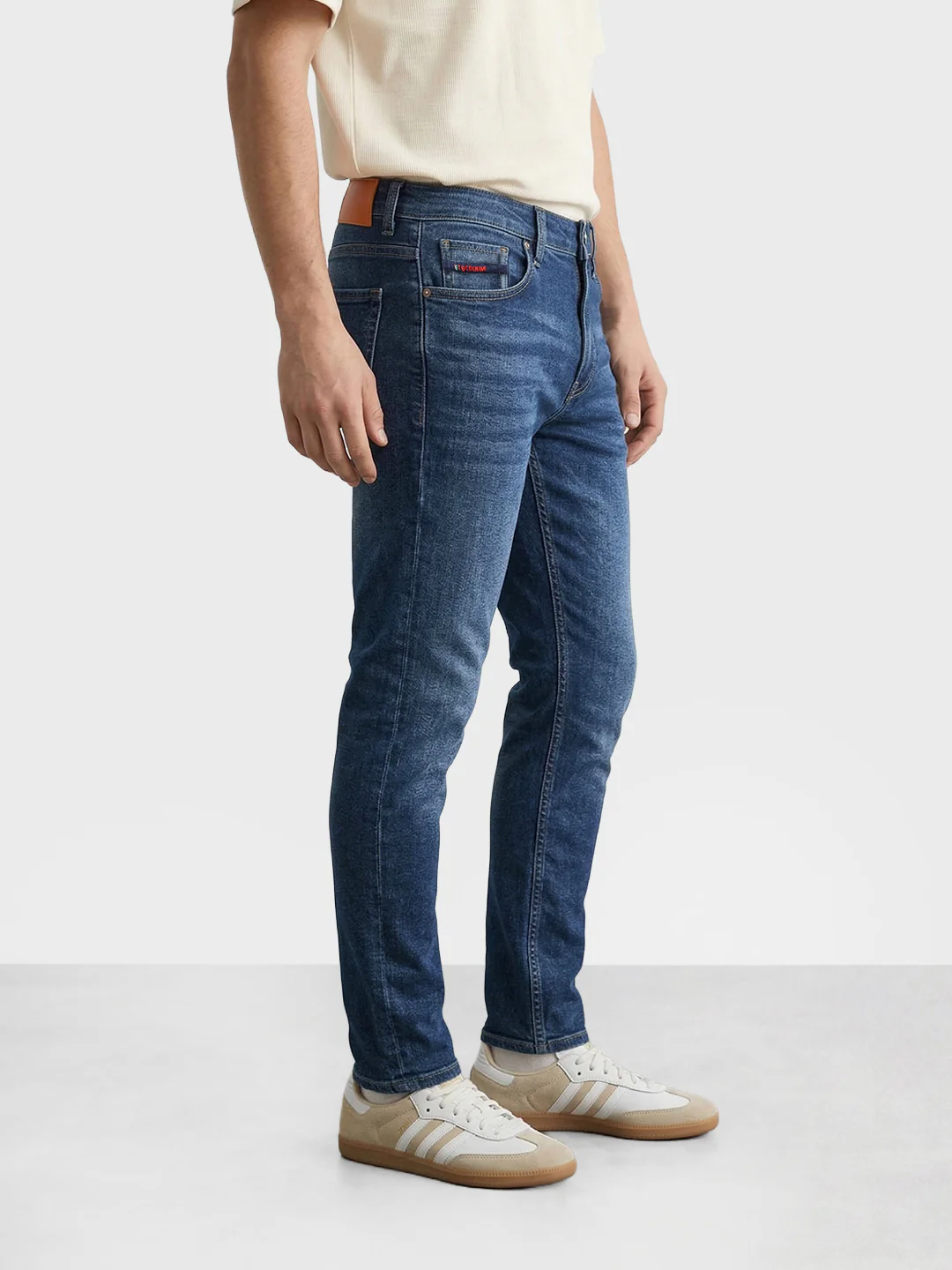 Men's Blue Slim Fit Solid Casual Jeans - Image 2