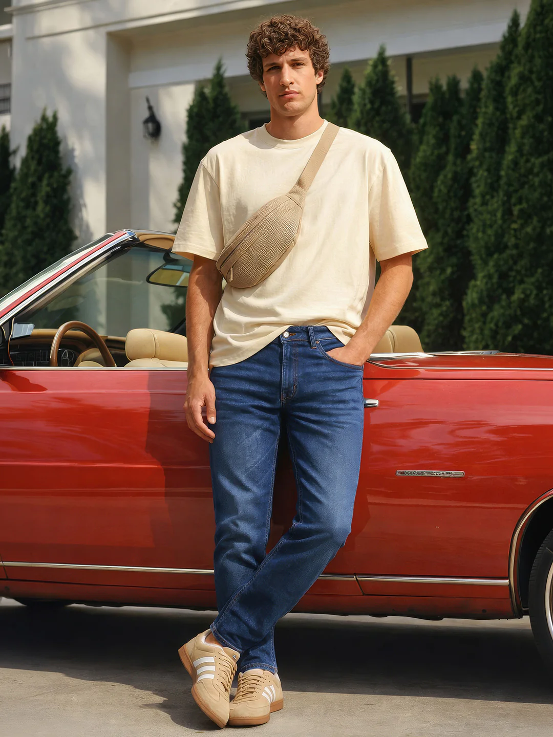 Men's Blue Slim Fit Solid Casual Jeans - Image 3