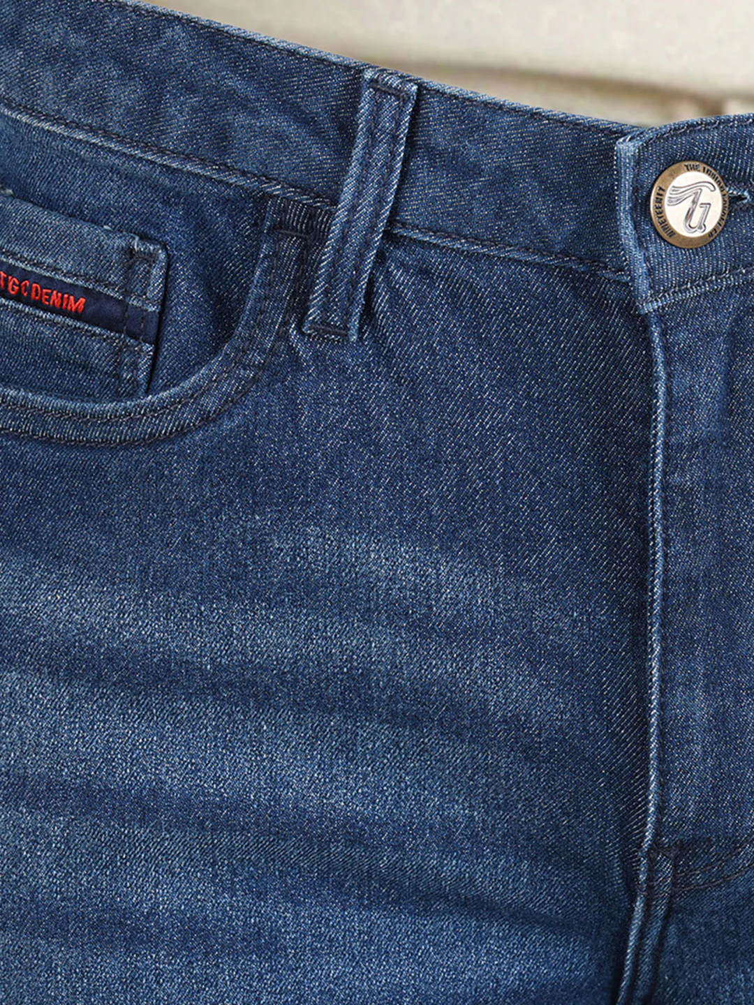 Men's Blue Slim Fit Solid Casual Jeans - Image 8