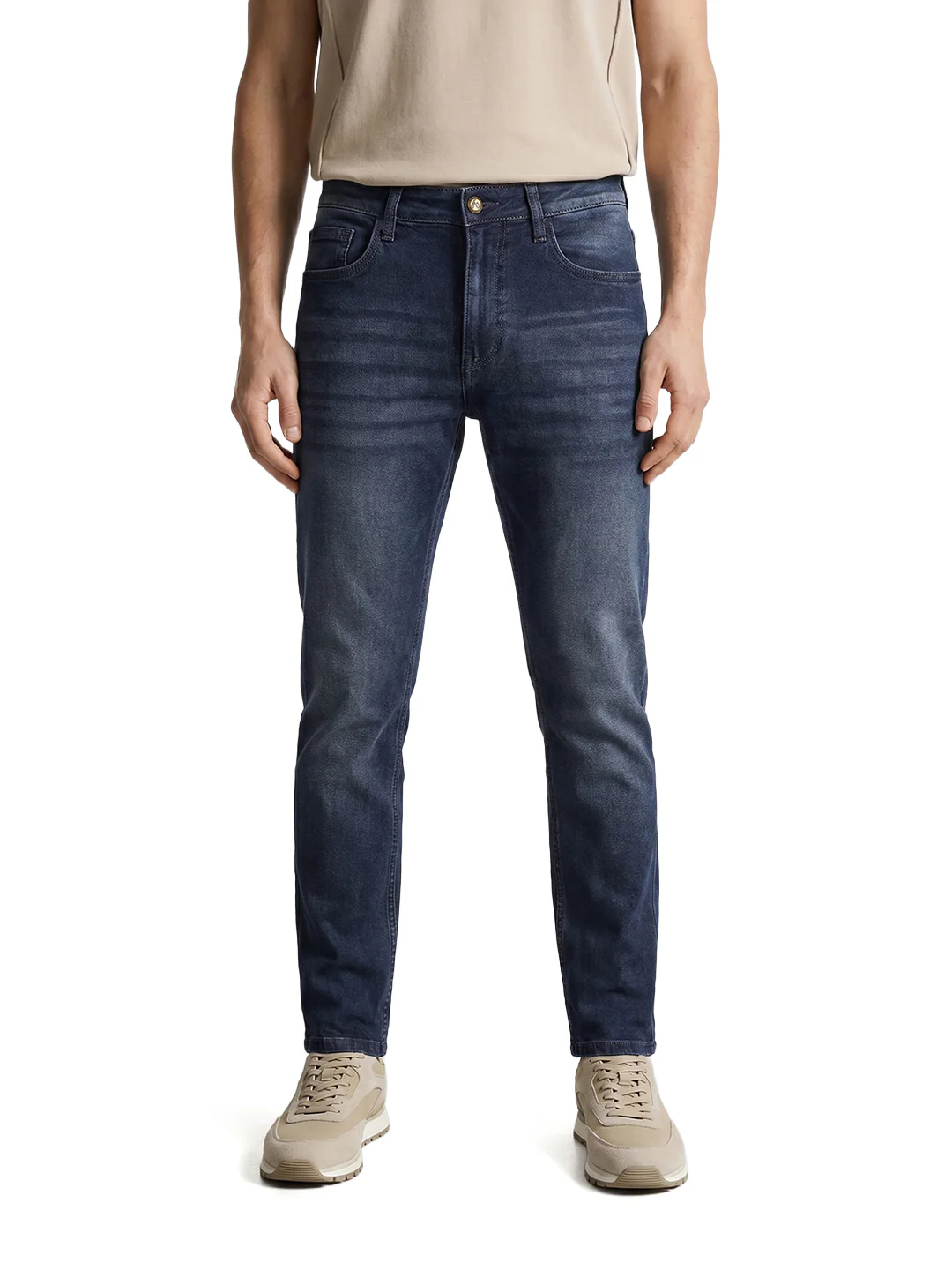 Men's Blue Slim Fit Solid Casual Jeans - Image 3