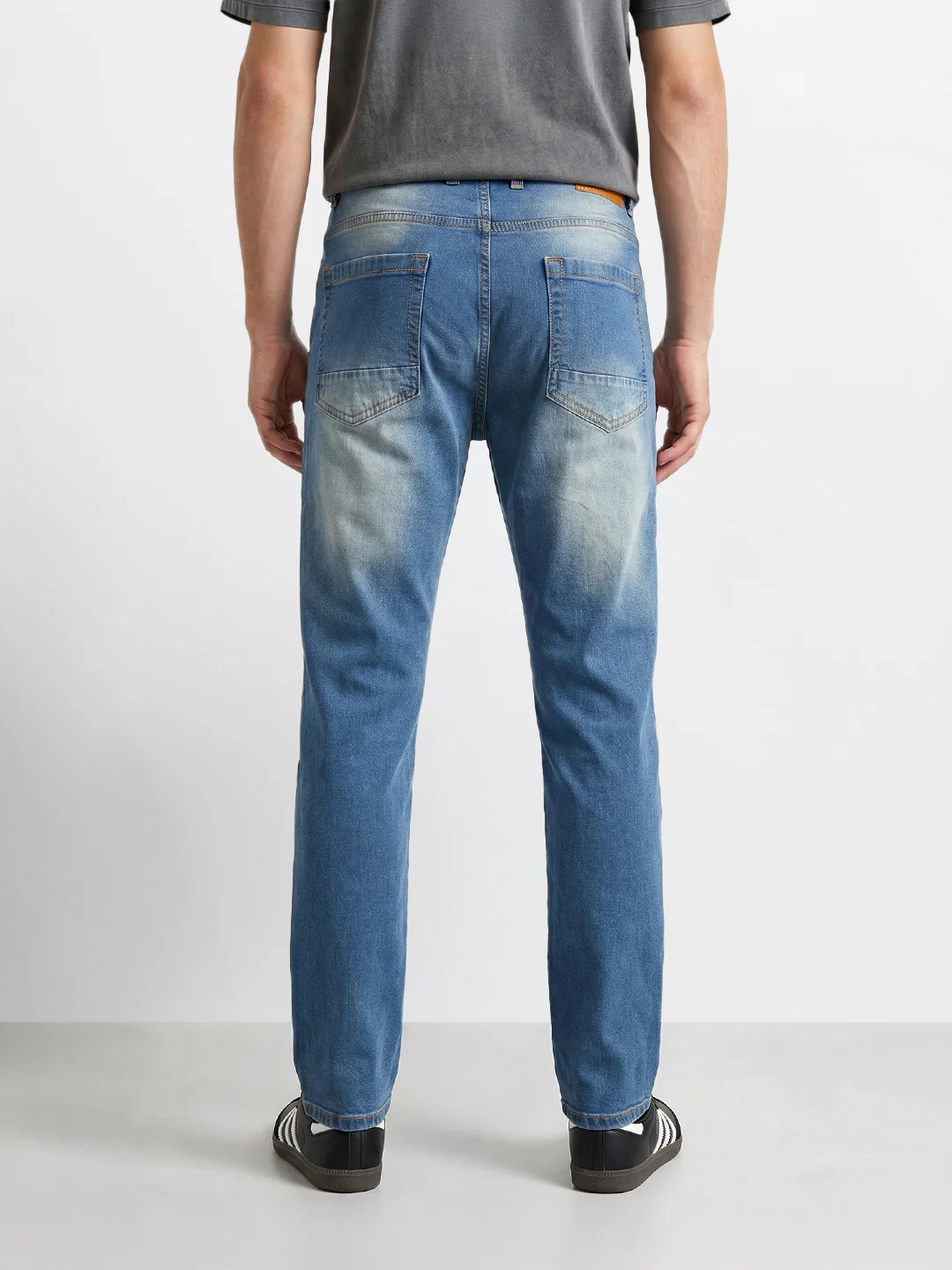 Men's Blue Slim Fit Solid Casual Jeans - Image 5