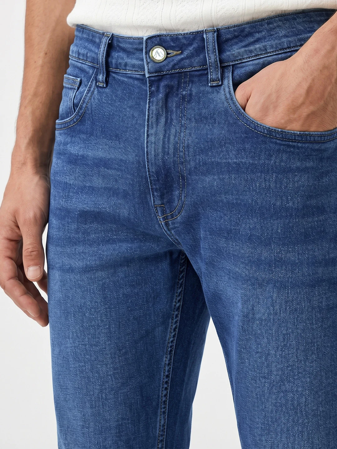 Men's Blue Slim Fit Solid Casual Jeans - Image 8