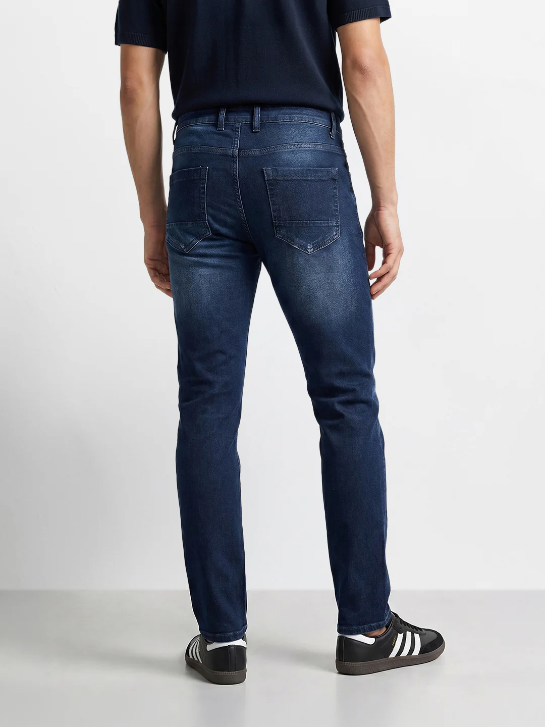 Men's Blue Slim Fit Solid Casual Jeans - Image 4
