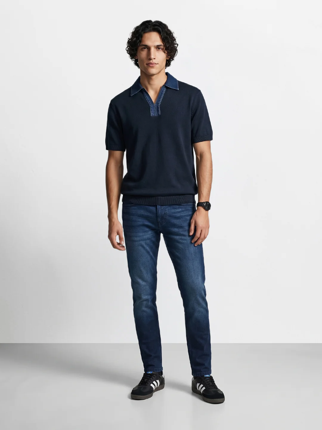 Men's Blue Slim Fit Solid Casual Jeans - Image 5
