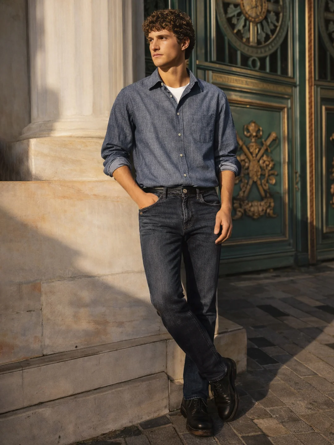 Men's Blue Slim Fit Solid Casual Jeans - Image 3