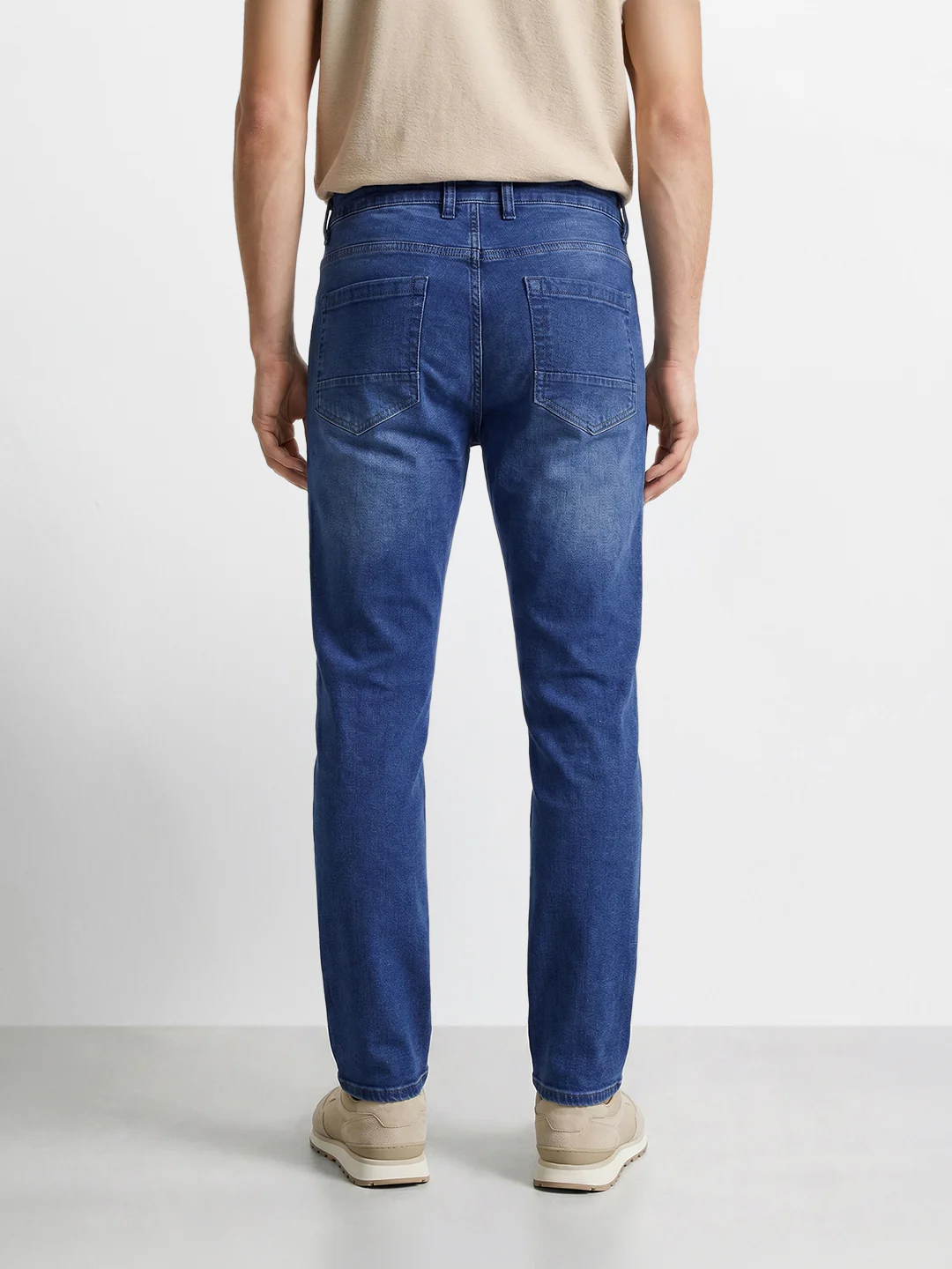 Men's Blue Slim Fit Solid Casual Jeans - Image 4