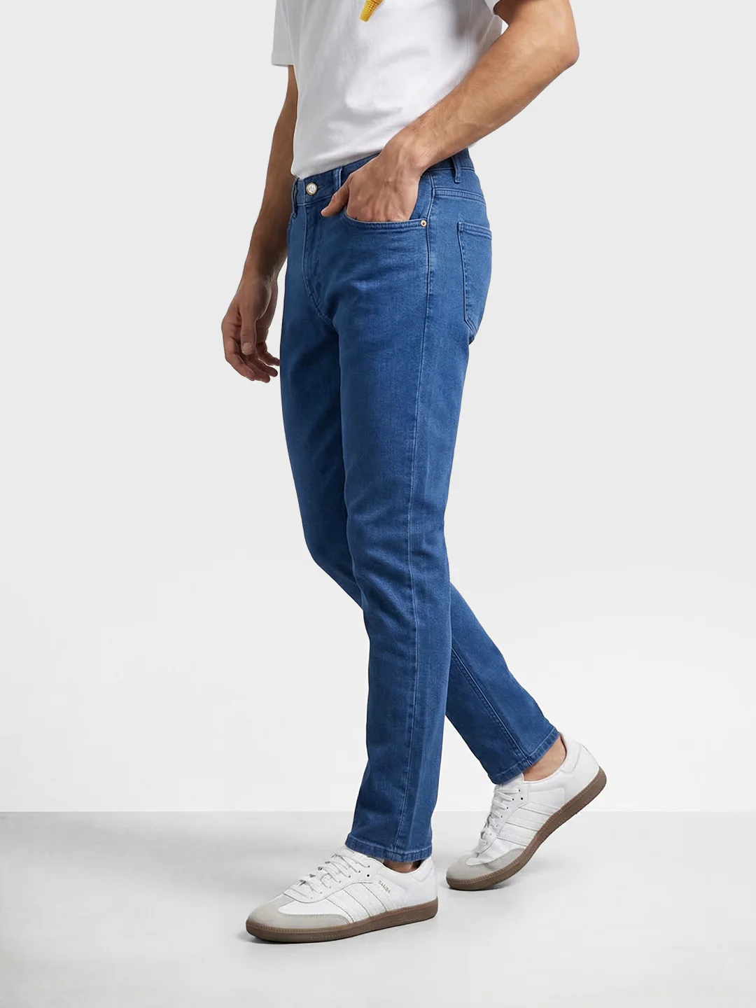 Men's Blue Slim Fit Solid Casual Jeans - Image 2