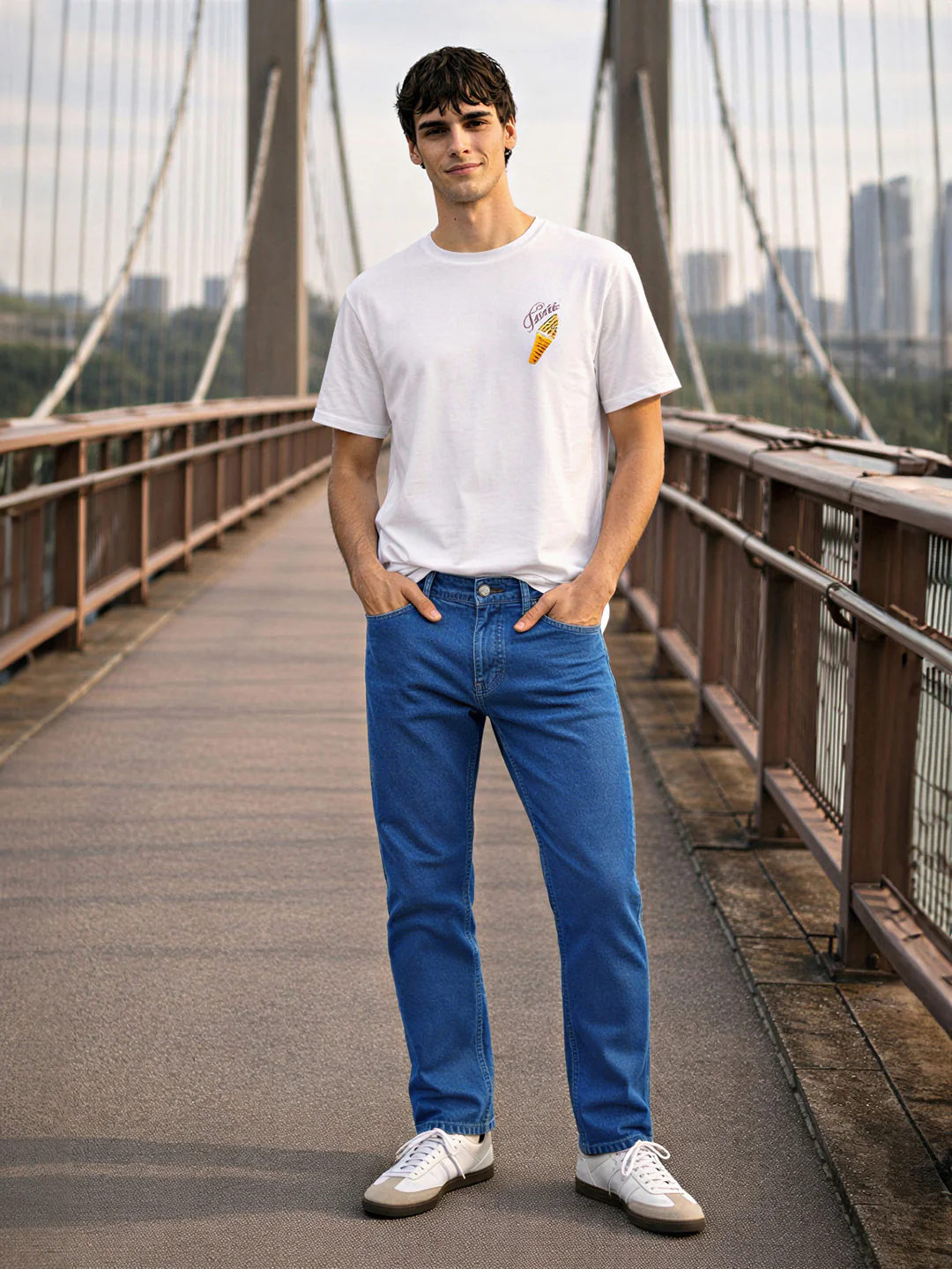 Men's Blue Slim Fit Solid Casual Jeans - Image 3