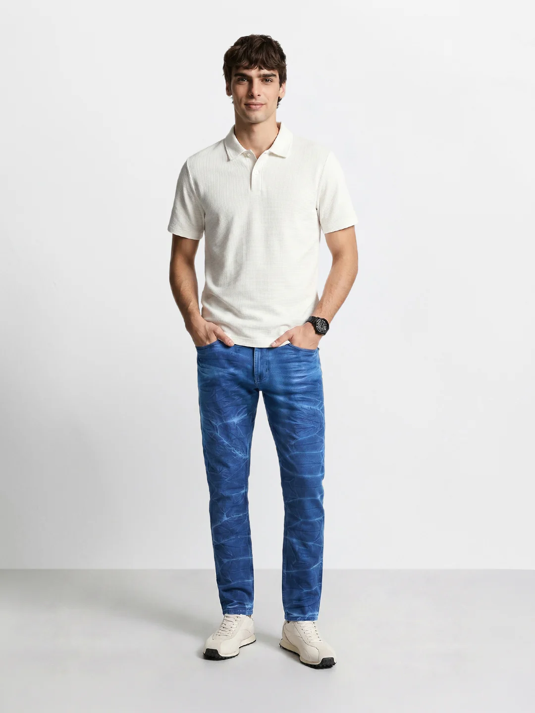 Men's Blue Slim Fit Solid Casual Jeans - Image 2