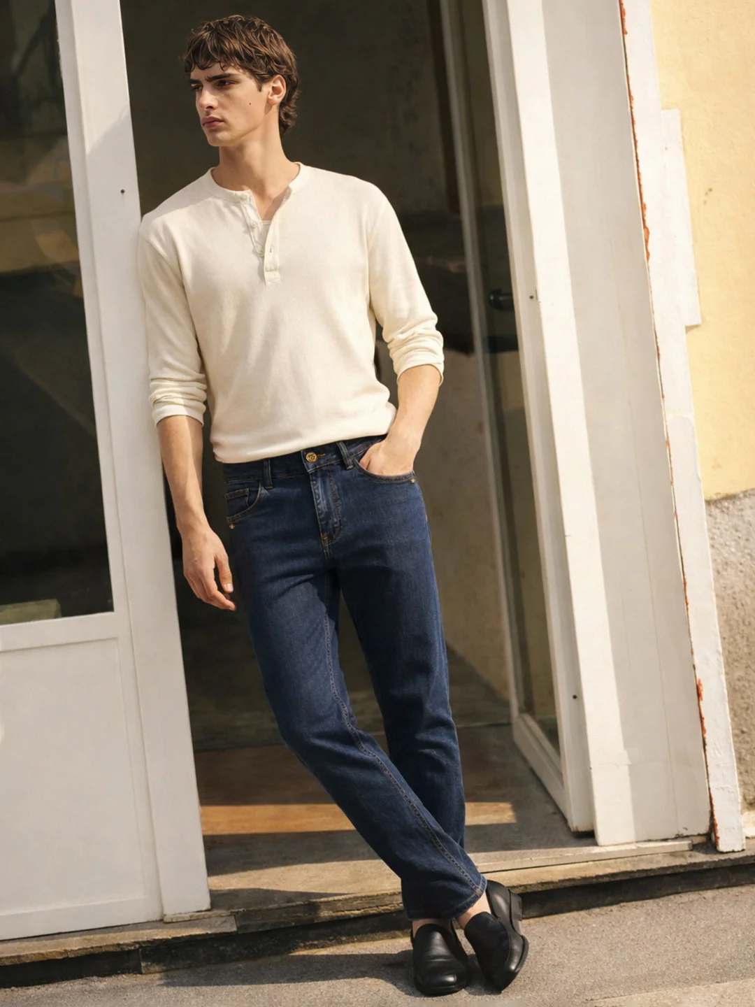 Men's Blue Slim Fit Solid Casual Jeans - Image 3