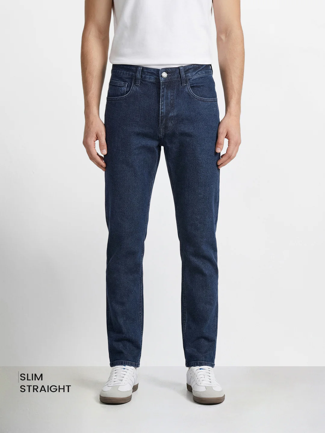 Men's Blue Slim Fit Solid Casual Jeans - Image 2