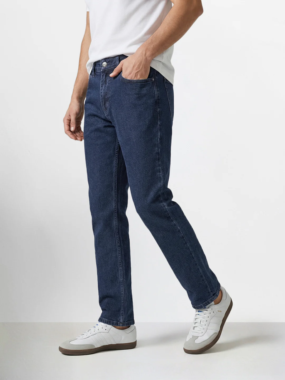 Men's Blue Slim Fit Solid Casual Jeans - Image 3