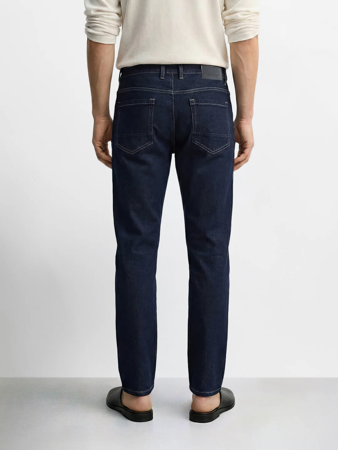 Men's Blue Slim Fit Solid Casual Jeans - Image 2
