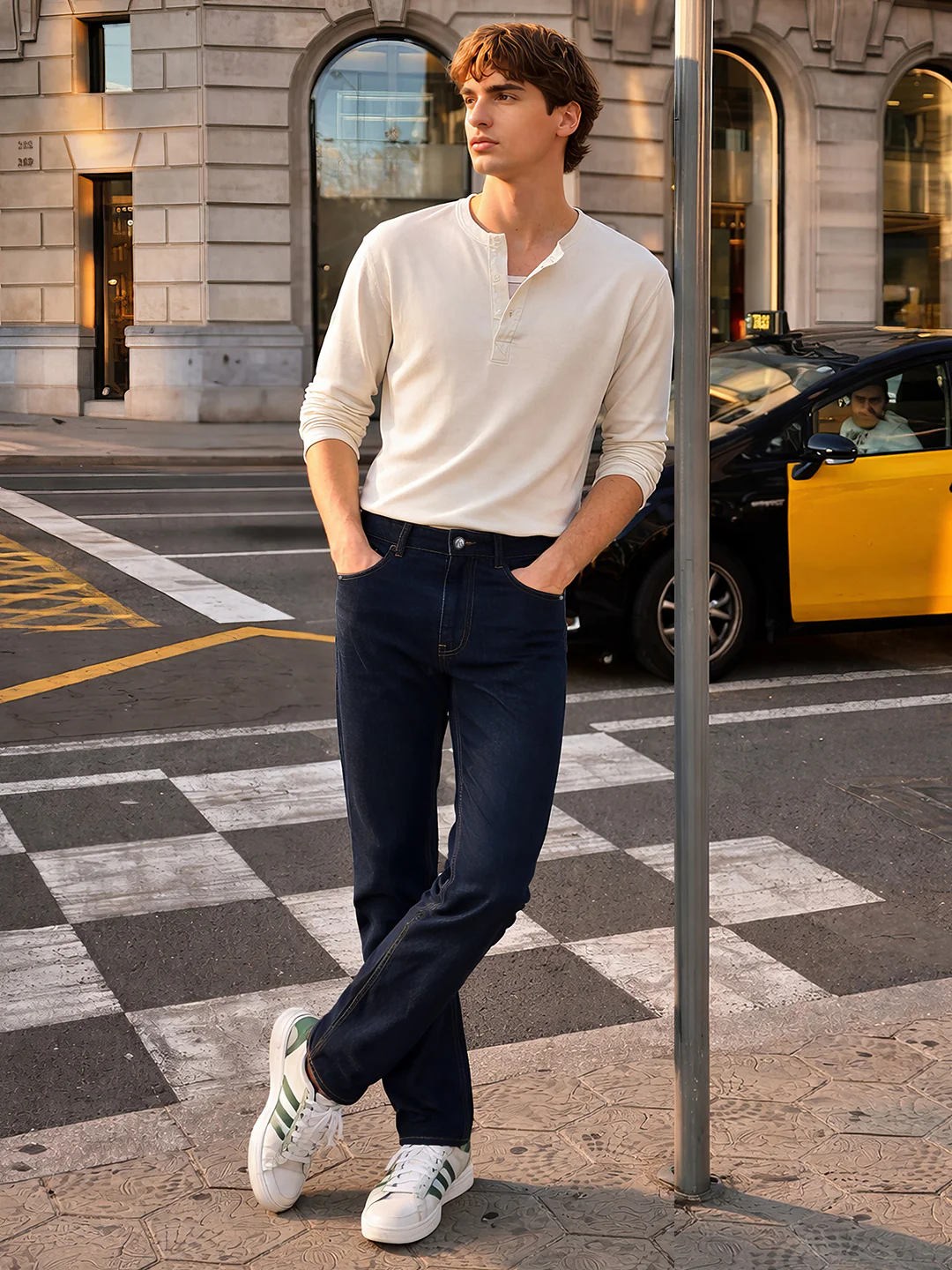 Men's Blue Slim Fit Solid Casual Jeans - Image 3