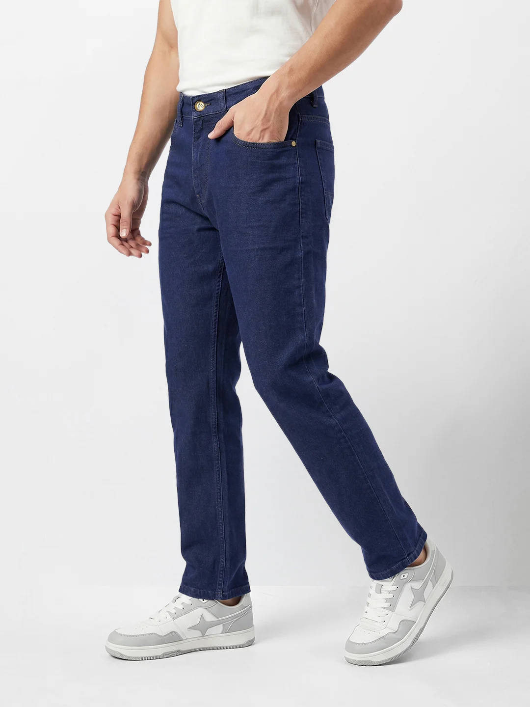Men's Blue Slim Fit Solid Casual Jeans - Image 5
