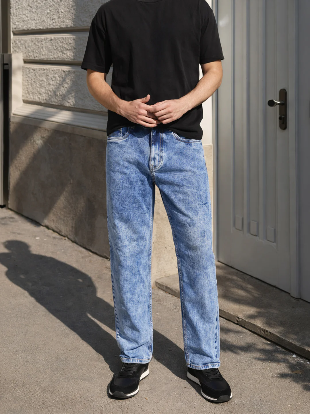 Men's Blue Slim Fit Solid Casual Jeans - Image 7