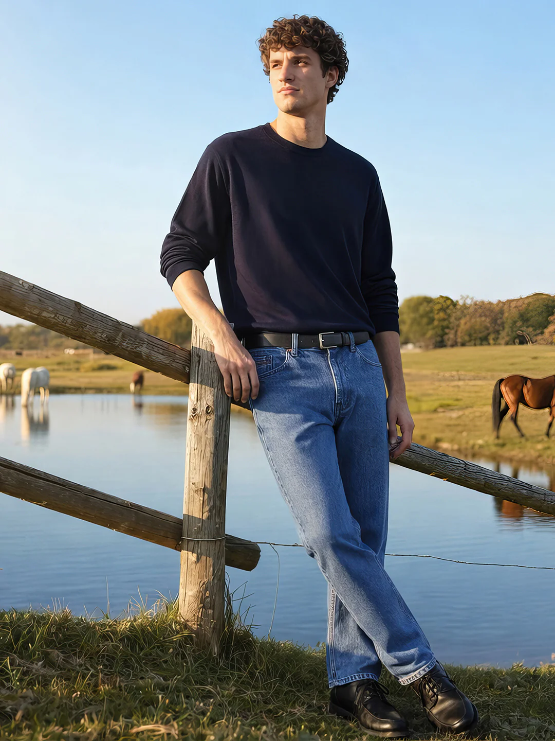 Men's Blue Slim Fit Solid Casual Jeans - Image 4