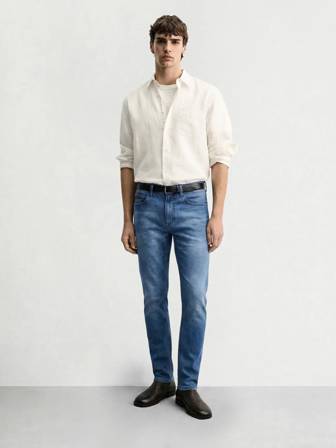 Men's Blue Slim Fit Solid Casual Jeans - Image 3
