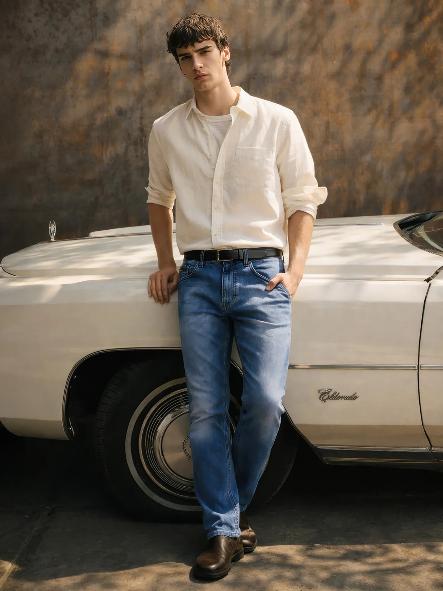 Men's Blue Slim Fit Solid Casual Jeans - Image 4