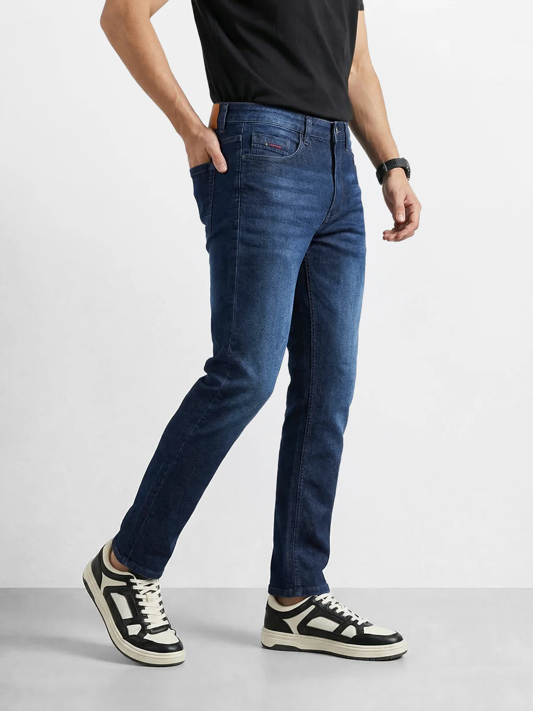 Men's Blue Slim Fit Solid Casual Jeans - Image 2