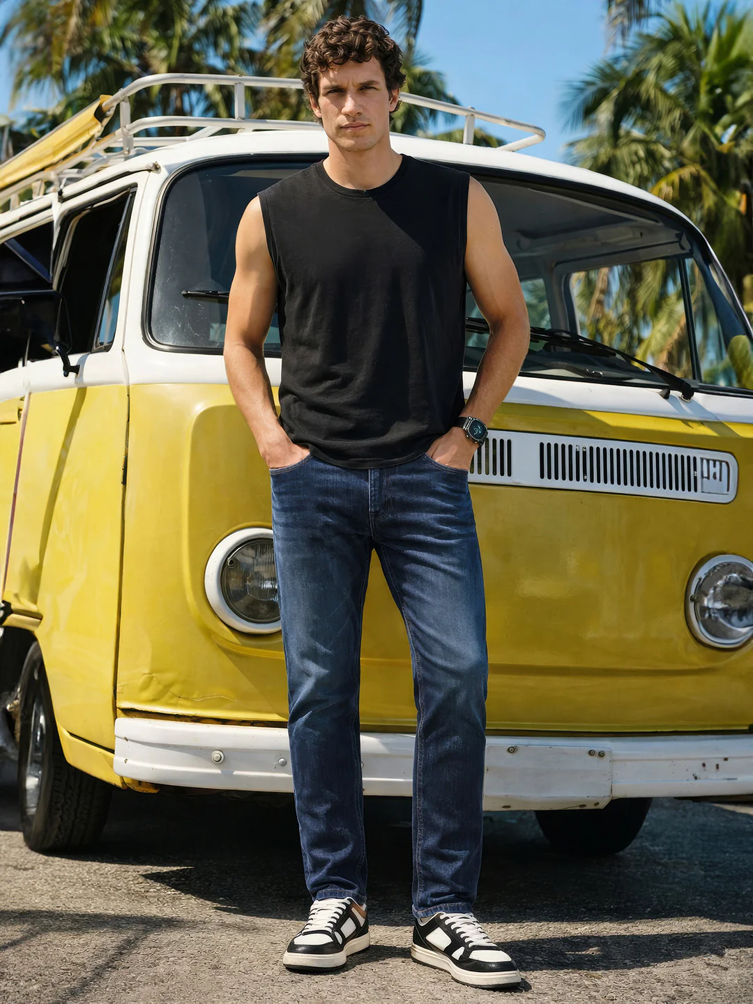 Men's Blue Slim Fit Solid Casual Jeans - Image 3